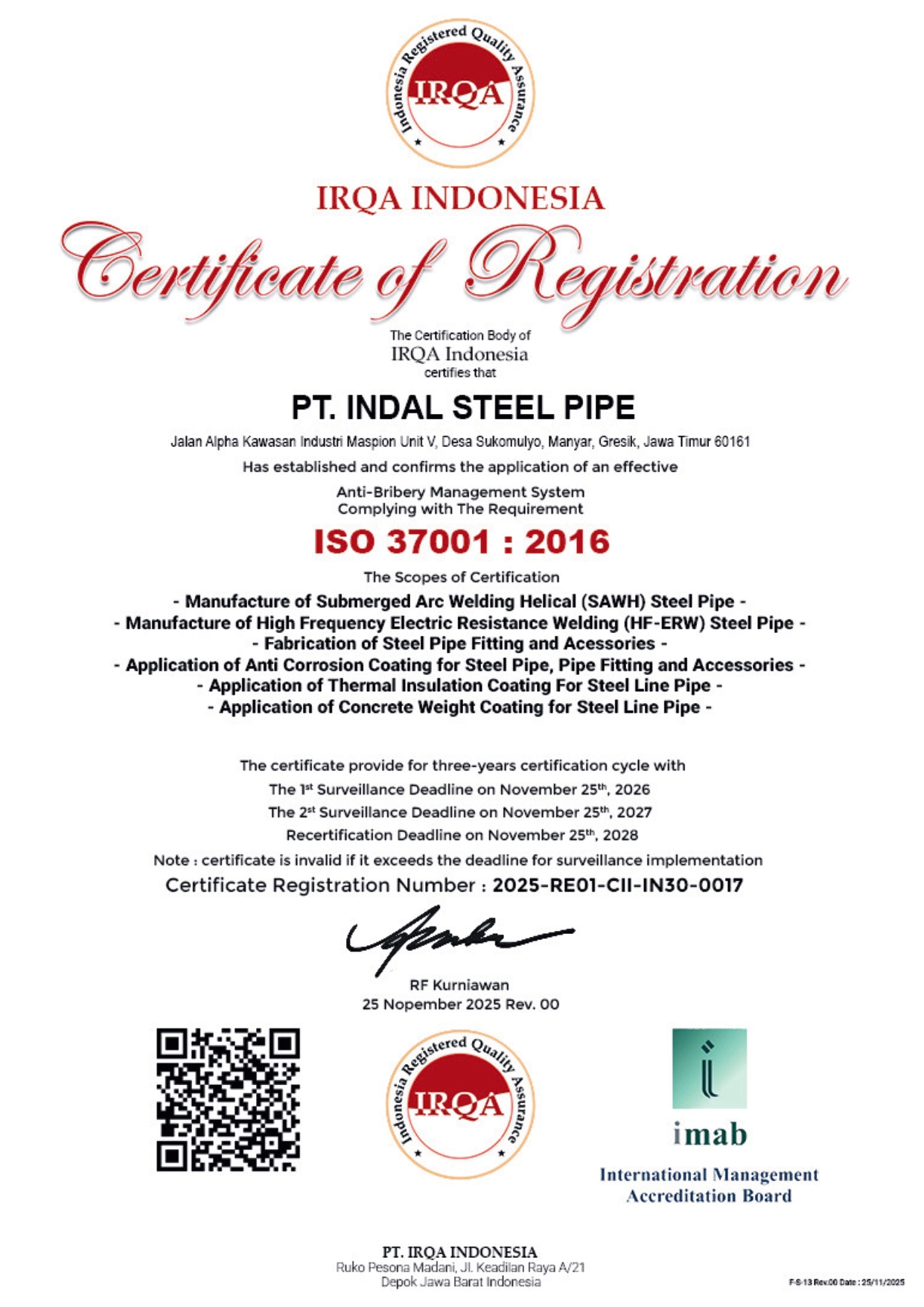 ISO 37001 Certificate